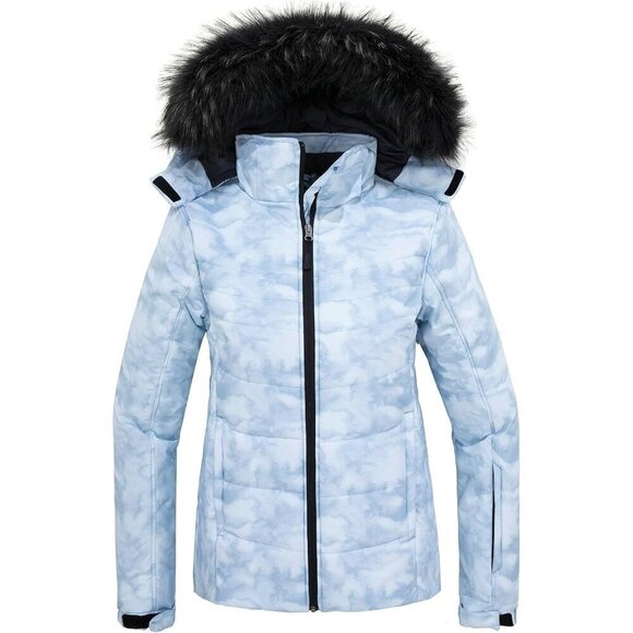 Jackets & Blazers - Women's Blue Flora Waterproof Ski Winter Warm Puffer Thick Hooded Winter Jacket